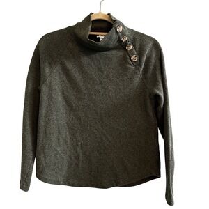 J Crew‎ Factory Sweater Womens XXS Wide Green Button Collar Pullover